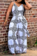 White Casual Print Bandage Spaghetti Strap Loose Jumpsuits