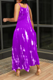 Purple Sexy Print Split Joint Spaghetti Strap Irregular Dress Dresses