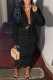 Black Fashion Casual Solid Bandage Turndown Collar Long Sleeve Two Pieces