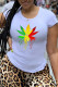 White Casual Print Patchwork O Neck T-Shirts