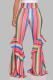 Multi-color Street Striped Patchwork Boot Cut High Waist Speaker Patchwork Bottoms