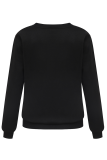 Black Casual Street Print Patchwork Letter O Neck Tops