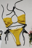 Colour Sexy Print Bandage Patchwork Swimwears