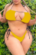 Yellow Sexy Print Bandage Patchwork Swimwears