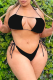 Black Sexy Print Bandage Patchwork Swimwears