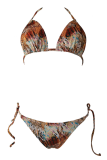 Blue Sexy Party Print Patchwork Swimwears