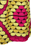 Rose Red Fashion Sweet Print Patchwork V Neck A Line Dresses