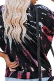 Red Casual Print Patchwork One Shoulder Tops