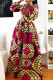 Rose Red Fashion Sweet Print Patchwork V Neck A Line Dresses