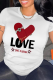 White Fashion Daily Print Patchwork Letter O Neck T-Shirts