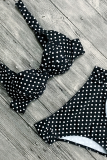 White Casual Dot Patchwork Swimwears