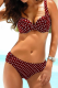 Burgundy Casual Dot Patchwork Swimwears