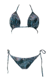 Blue Sexy Party Print Patchwork Swimwears