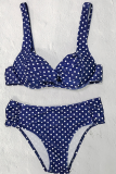 White Casual Dot Patchwork Swimwears