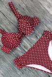 White Casual Dot Patchwork Swimwears