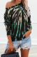 Lake Blue Casual Print Patchwork One Shoulder Tops