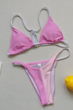 Blue Sexy Party Gradual Change Patchwork Draw String Swimwears