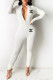 White Fashion Sexy Print Letter O Neck Jumpsuits