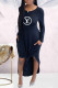 Black Fashion Casual Print Letter O Neck Straight Dresses