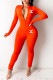 Orange Fashion Sexy Print Letter O Neck Jumpsuits