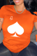 Orange Fashion Casual Print Patchwork O Neck T-Shirts