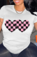 White Fashion Party Print Patchwork O Neck T-Shirts