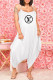 White Fashion Casual Print Letter Spaghetti Strap Jumpsuits