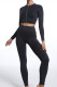 Black Casual Sportswear Solid Patchwork Zipper Long Sleeve Top And Trousers Two Piece Set