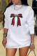 White Fashion Casual Print Basic O Neck Long Sleeve Dresses