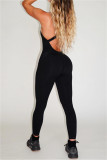 Black Sexy Casual Sportswear Solid Backless U Neck Skinny Jumpsuits
