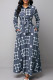 Grey Fashion Casual Print Basic Turndown Collar Long Sleeves Shirt Dress