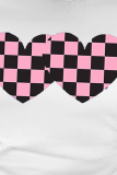 White Fashion Party Print Patchwork O Neck T-Shirts