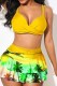 Yellow Fashion Sexy Print Backless Swimwears