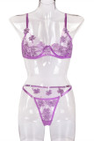 Light Purple Fashion Sexy Embroidery See-through Backless Lingerie