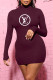 Burgundy Fashion Sexy Print Letter O Neck Dresses