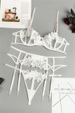 White Fashion Sexy Embroidery Split Joint See-through Backless Lingerie