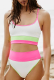 Pink Casual Party Solid Patchwork Swimwears