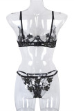Black Fashion Sexy Embroidery See-through Backless Lingerie