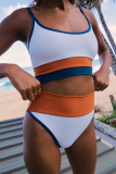 Pink Casual Party Solid Patchwork Swimwears