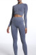 Blue Gray Casual Sportswear Solid Patchwork Zipper Long Sleeve Top And Trousers Two Piece Set