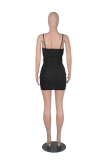 Blue Sexy Solid Bandage Spaghetti Strap Pencil Skirt Dresses