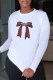 White Fashion Casual Print Basic O Neck Tops