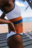Pink Casual Party Solid Patchwork Swimwears