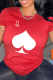 Red Fashion Casual Print Patchwork O Neck T-Shirts