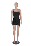 Blue Sexy Solid Bandage Spaghetti Strap Pencil Skirt Dresses