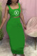 Green Fashion Casual Print Patchwork Square Collar Sleeveless Two Pieces
