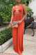 Orange Fashion Casual Print Letter O Neck Straight Dresses