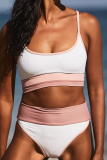 Pink Casual Party Solid Patchwork Swimwears