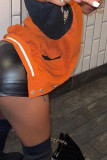 Orange Casual Street Patchwork Buckle Outerwear