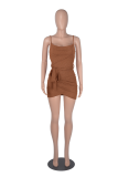Blue Sexy Solid Bandage Spaghetti Strap Pencil Skirt Dresses